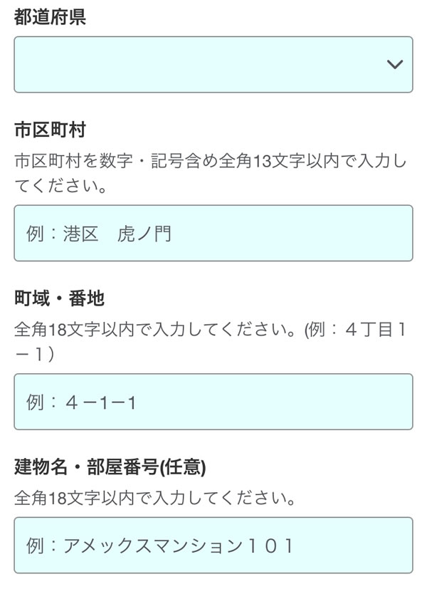 STEP26：住所を直接入力する場合